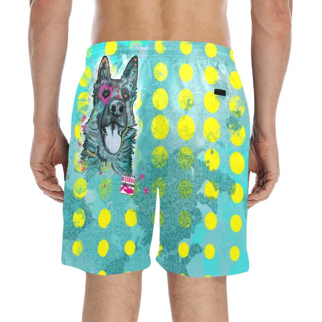 Preview: Badehose mit Hundemotiv Eddy - Badehose, Shorts, Strand, bunt, Swimwear, Schäferhund, German Sheppered, Dog, Mix